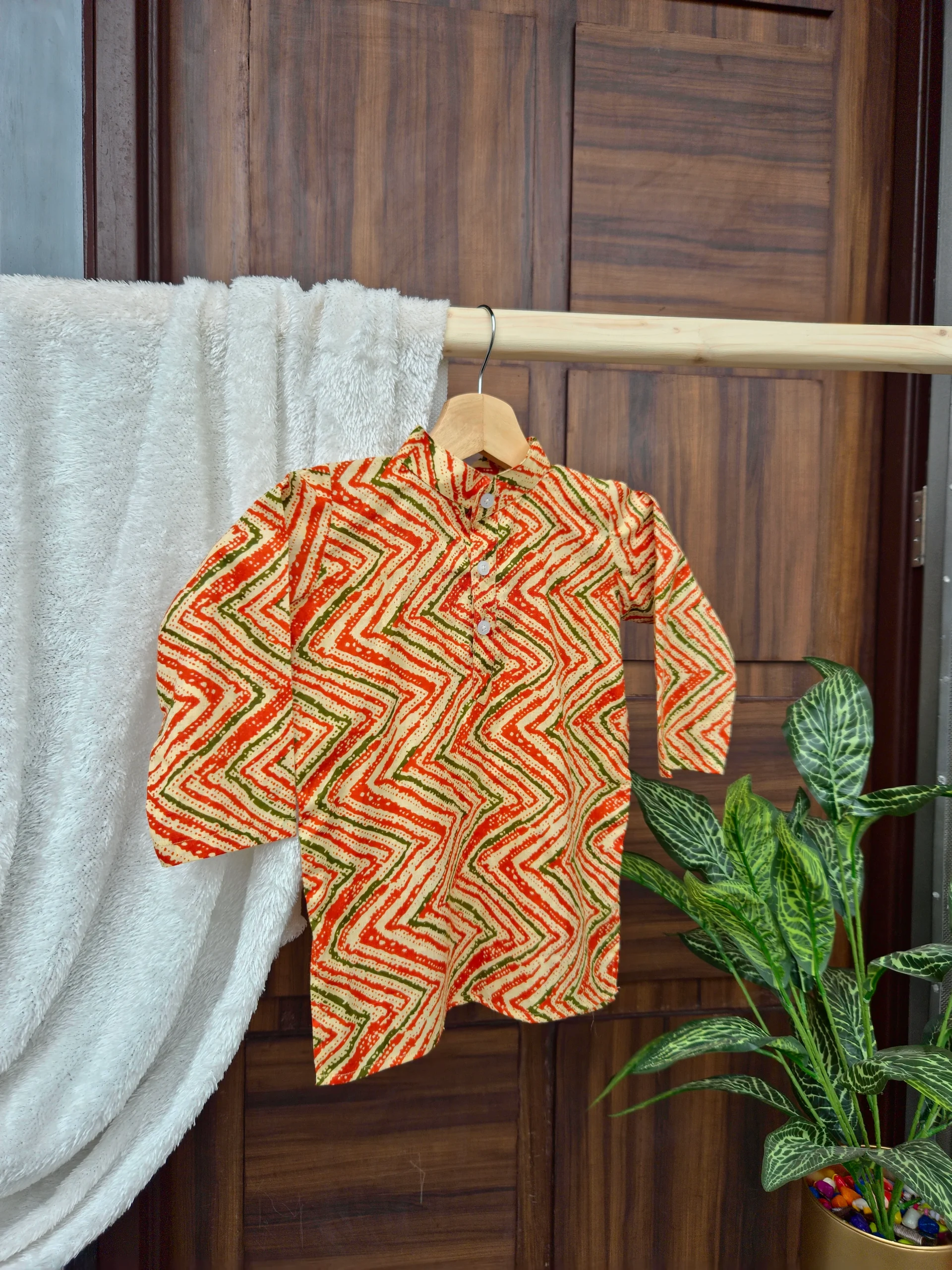 Zigzag Pattern Cotton Kurta