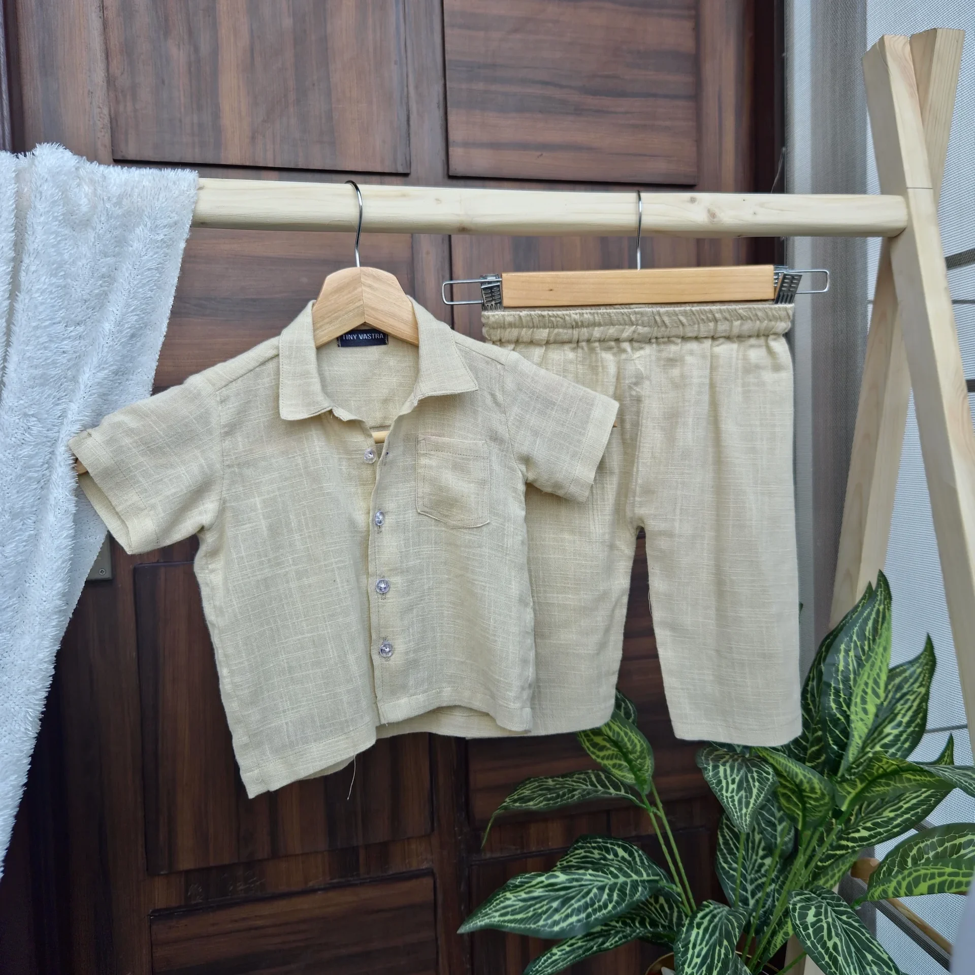 light beige shirt and pant set