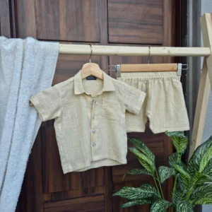 light beige shirt and shorts set