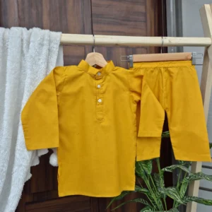 mustard yellow cotton kurta pyjama